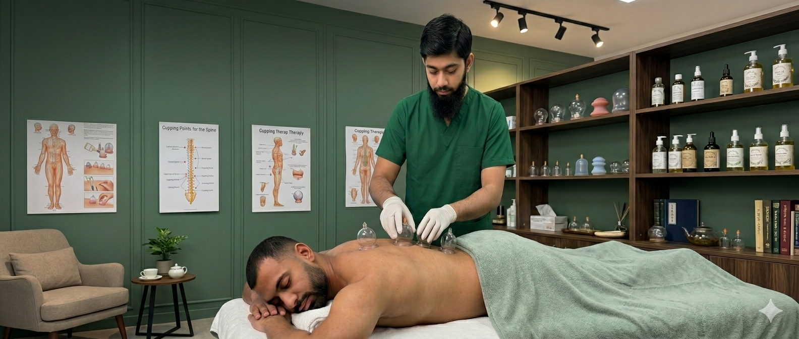 Hijama cupping therapy session